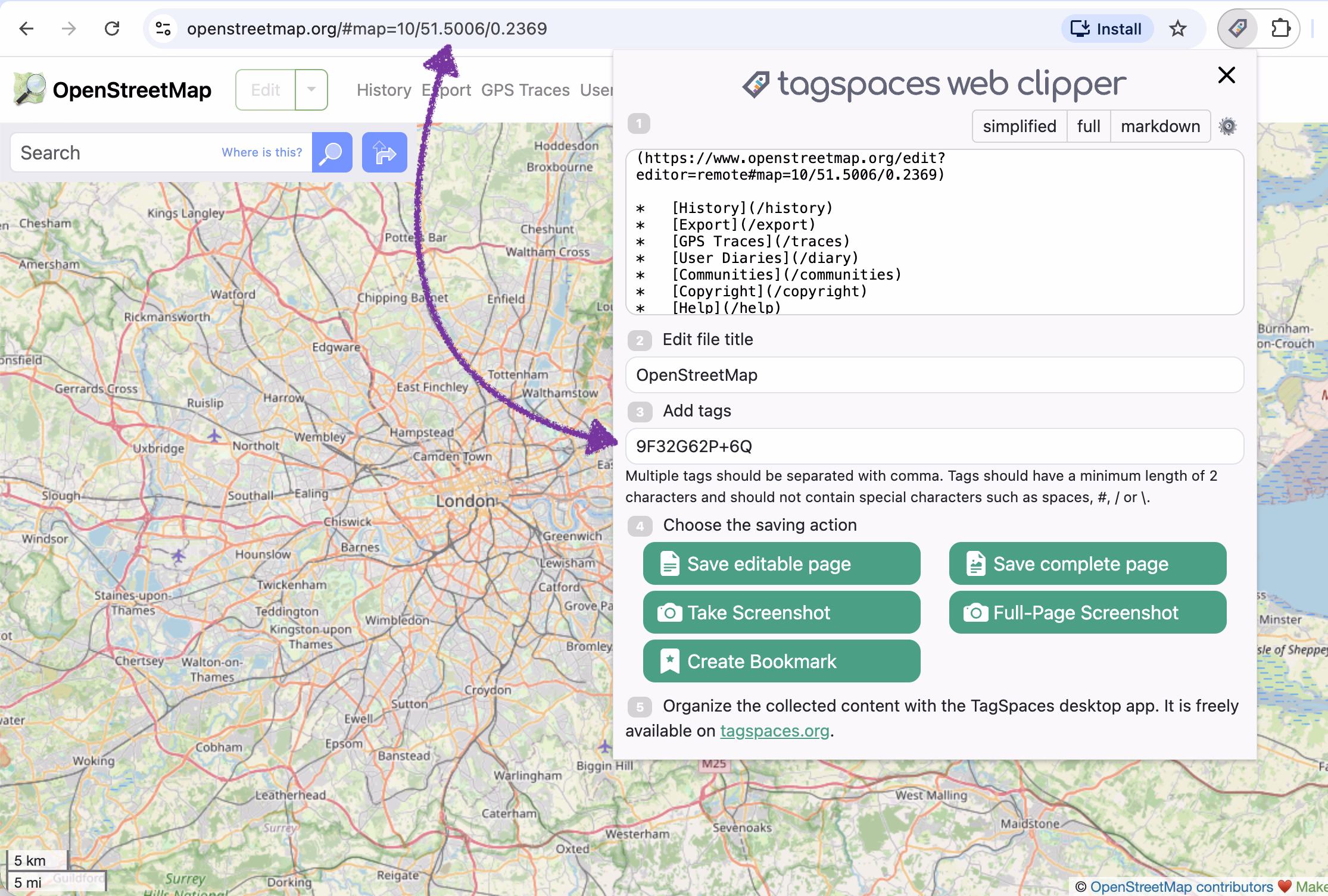 Extracting geo coordinates from a web page as a Plus Code tag