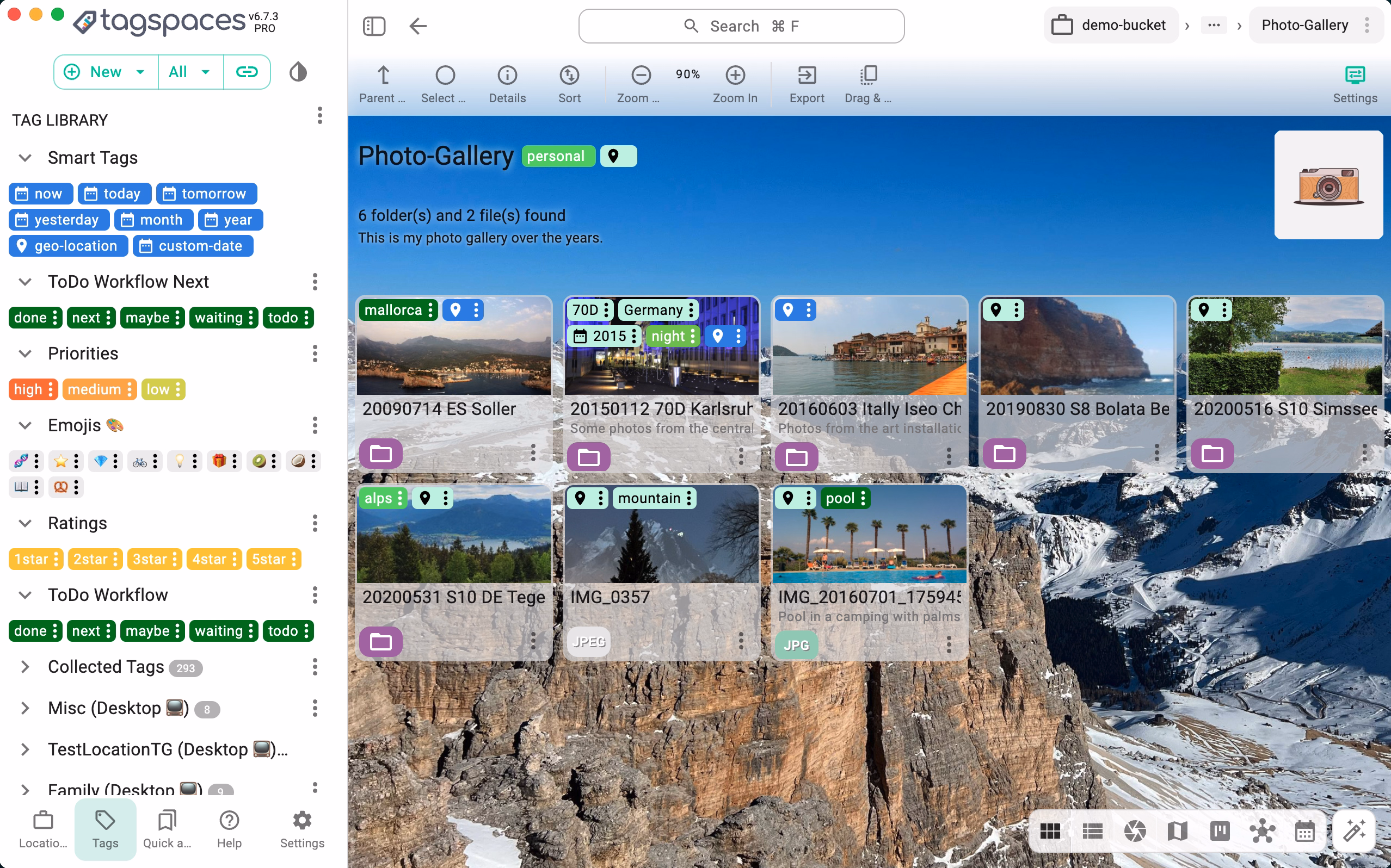 Grid perspective showing folder details